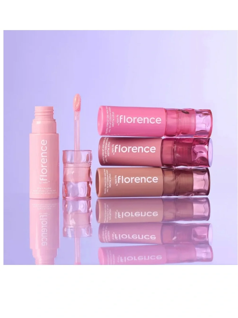 florence by mills Stay Plush Serum Infused Lip Oil Tint Color tutti frutti
